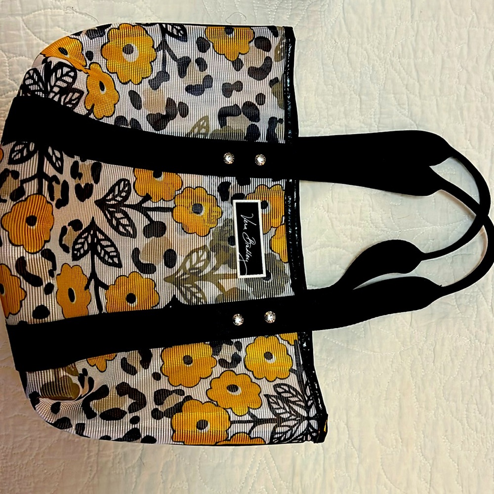 Vera Bradley fun tote, yellow, black and white, never used, like new.